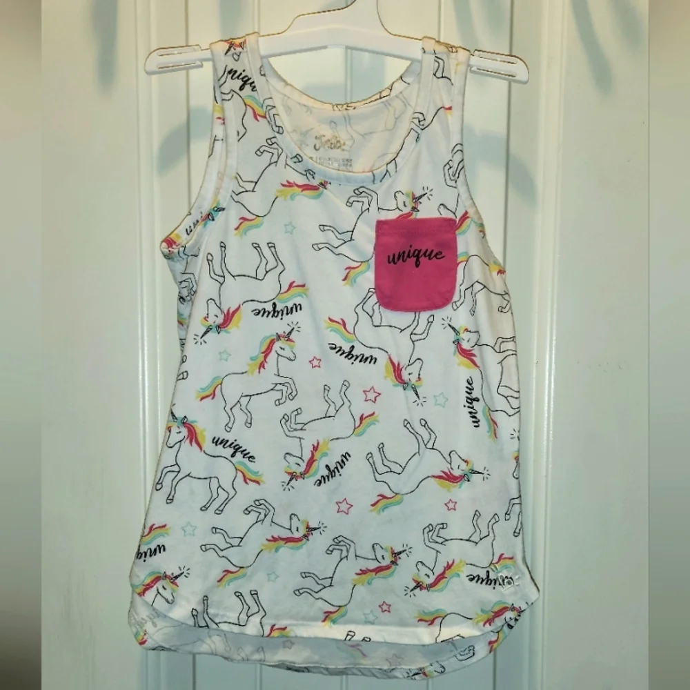 Justice Unicorn Tank Top - White and Pink